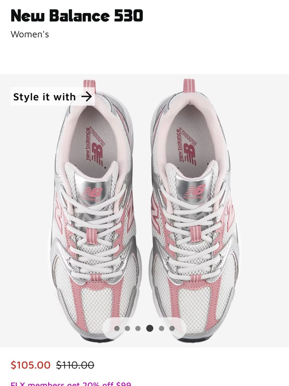 New Balance Women's 530 Sneakers — White & Pink